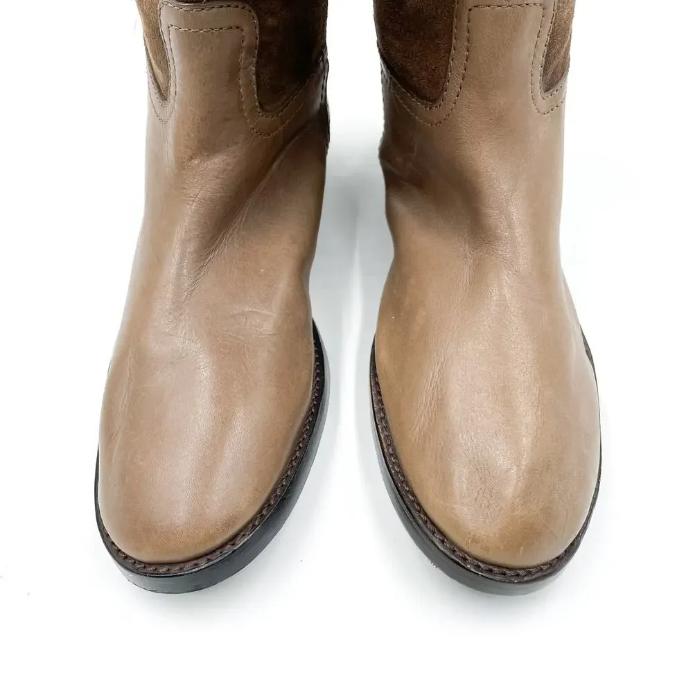 Tory Burch Simone Over the Knee Boots Brown Suede Flat Riding Sz 6